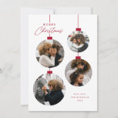 Moderne Eenvoudige Kerst Ornament 4 Foto Feestdagenkaart (Voorkant)