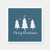 Moderne eenvoudige kerstbomen en sterren blauw servet (Voorkant)