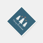 Moderne eenvoudige kerstbomen en sterren blauw servet (Hoek)