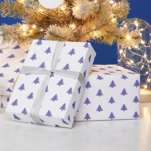 Moderne eenvoudige kerstbomen Periwinkle Blue Cadeaupapier (Feestdagen)