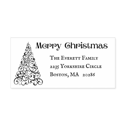 Moderne eenvoudige kerstboom aangepaste retour adr  zelfinktende stempel (Design)