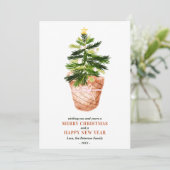 Moderne eenvoudige kerstboom waterverf groeten kaart (Staand voorkant)