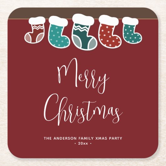 Moderne eenvoudige kerstfeestdag kartonnen onderzetters (Voorkant)