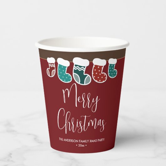 Moderne eenvoudige kerstfeestdag papieren bekers (Voorkant)