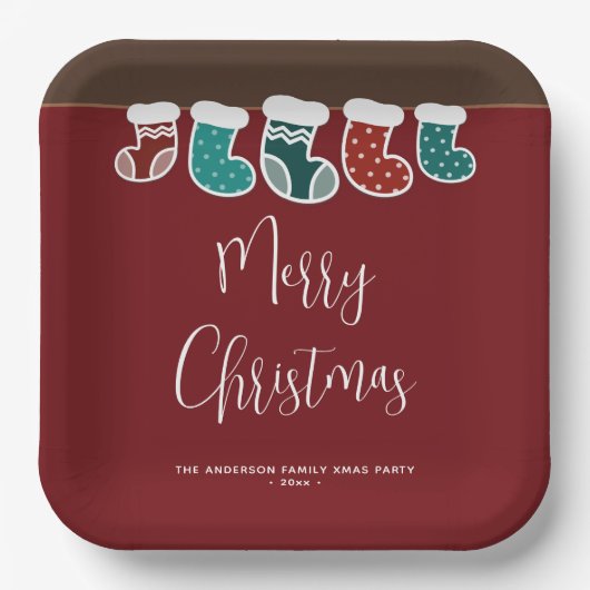Moderne eenvoudige kerstfeestdag papieren bordje (Voorkant)