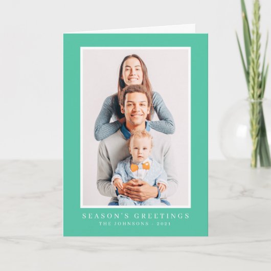 Moderne Eenvoudige kerstfoto Feestdagen Kaart (Voorkant)