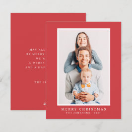 Moderne Eenvoudige kerstfoto Feestdagenkaart