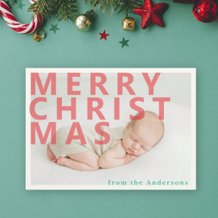 Moderne eenvoudige kerstfoto Vakantieansichtkaart Feestdagenkaart