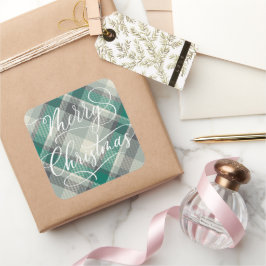 Moderne Eenvoudige kerstgroene feestjes Vierkante Sticker