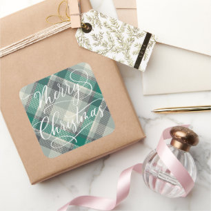 Moderne Eenvoudige kerstgroene feestjes Vierkante Sticker