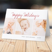 Moderne eenvoudige kerstgroet met drie foto's feestdagen kaart