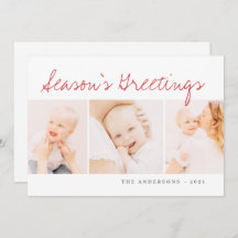 Moderne eenvoudige kerstgroet met drie foto's