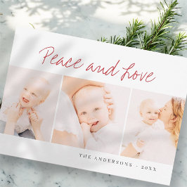 Moderne eenvoudige kerstgroet met drie foto's feestdagenkaart