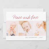 Moderne eenvoudige kerstgroet met drie foto's feestdagenkaart (Voorkant)