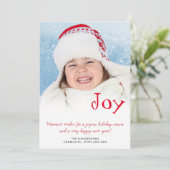 Moderne Eenvoudige Kerstkaart met Foto (Staand voorkant)