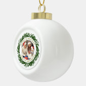 Moderne Eenvoudige Kerstkrans Familiefoto Keramische Bal Ornament (Rechts)