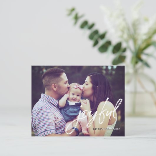 Moderne, eenvoudige kerstritsvriendelijk script vo briefkaart (Staand voorkant)