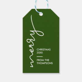 Moderne Eenvoudige kerstscript groen Cadeaulabel