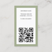Moderne Eenvoudige Khaki Witte QR Code Consultant Visitekaartje (Achterkant)