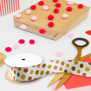 Moderne, eenvoudige klasgelwitte goudpokken satijnen lint