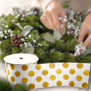 Moderne, eenvoudige klasgelwitte goudpokken satijnen lint