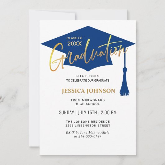 Moderne Eenvoudige Klasse van 2024 Afstudeerfeest Kaart (Voorkant)