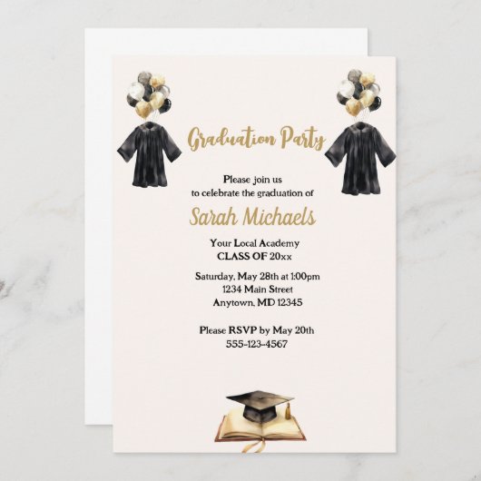 Moderne Eenvoudige Klasse van 20xx Graduation Part Kaart (Voorkant / Achterkant)