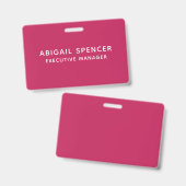 Moderne Eenvoudige Klassevolle Professionele Roze Badge (Voor- en achterkant)