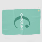 Moderne, eenvoudige, klassieke Initiaal Turquoise Golfhanddoek (Horizontaal)