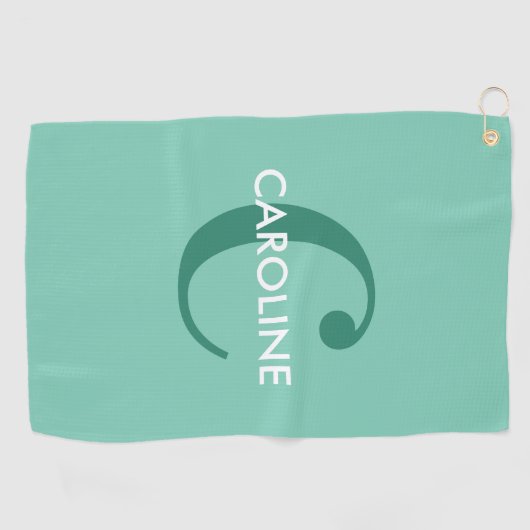 Moderne, eenvoudige, klassieke Initiaal Turquoise Golfhanddoek (Horizontaal)