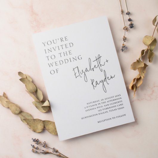 Moderne eenvoudige klassieke kalligrafie bruiloft kaart