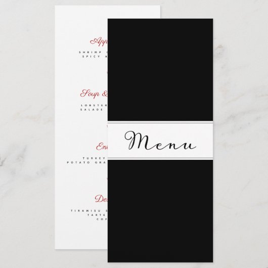 Moderne eenvoudige klassieke menukaart voor het di (Voorkant / Achterkant)