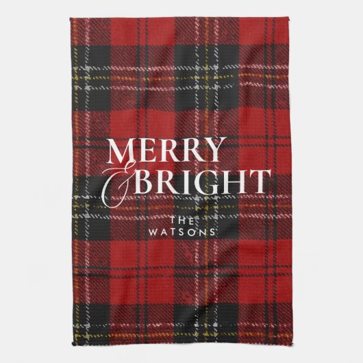 Moderne Eenvoudige Klassieke Script Kerst Theedoek (Verticaal)