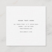 Moderne Eenvoudige Klassieke Wit Vierkante Visitekaartje (Achterkant)