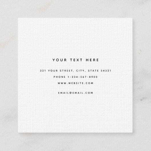 Moderne Eenvoudige Klassieke Wit Vierkante Visitekaartje (Achterkant)