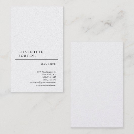 Moderne, eenvoudige, kleine, minimale, witte tapij visitekaartje (Voorkant / Achterkant)