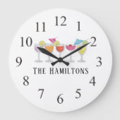 Moderne, eenvoudige, kleurrijke Cocktail-Drinken Grote Klok (Voorkant)