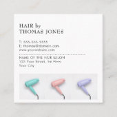 Moderne, eenvoudige, kleurrijke haardroger Haarsty Vierkante Visitekaartje (Voorkant)