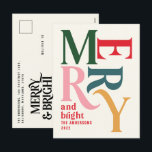 Moderne, eenvoudige, kleurrijke kerstmis feestdagenkaart<br><div class="desc">Begroting Modern minimale traditionele retro  grafische typografie colrfule vrolijke kerstfeestkaart. Een deel van een stoutmoedig feestelijk collectie.</div>