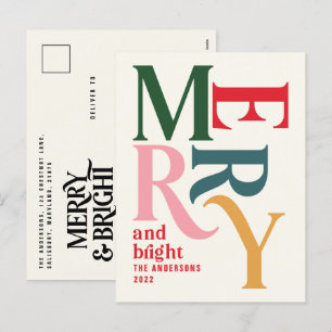 Moderne, eenvoudige, kleurrijke kerstmis feestdagenkaart