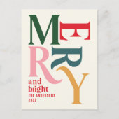 Moderne, eenvoudige, kleurrijke kerstmis feestdagenkaart (Voorkant)