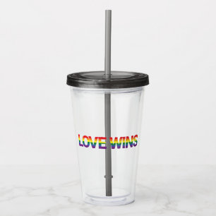 Moderne, eenvoudige, kleurrijke, levendige liefdes acryl drinkbeker
