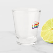 Moderne, eenvoudige, kleurrijke, levendige liefdes shot glas (Links)