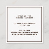 Moderne Eenvoudige Koffiewinkel Bruine Koffiebonen Vierkante Visitekaartje (Achterkant)