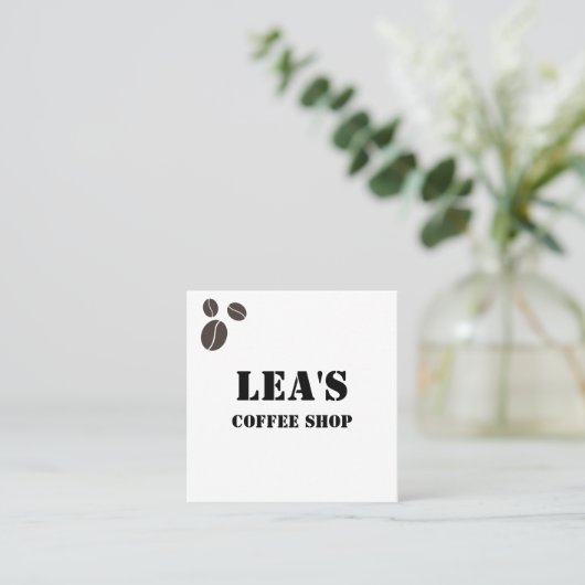 Moderne Eenvoudige Koffiewinkel Bruine Koffiebonen Vierkante Visitekaartje (Staand voorkant)