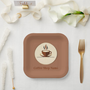 Moderne Eenvoudige Koffiewinkel Professionele Shop Papieren Bordje