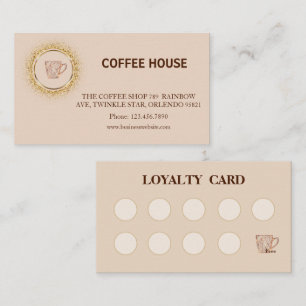 Moderne eenvoudige koffiezaak loyaliteitskaart visitekaartje