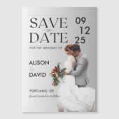 Moderne eenvoudige koppel foto opslaan van de datu magnetische uitnodiging (Voorkant)