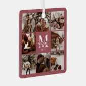 Moderne Eenvoudige Koppel Fotocollage | met monogr Metalen Ornament (Voorkant Rechts)