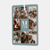 Moderne Eenvoudige Koppel Fotocollage | Monogram s Metalen Ornament (Voorkant links)